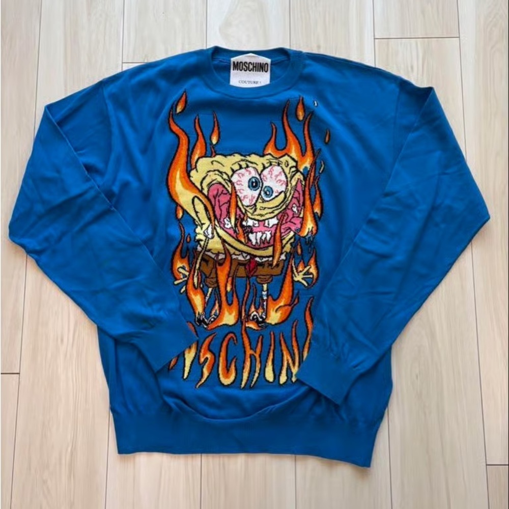 Moschino Blue Sweater with Graphic Design